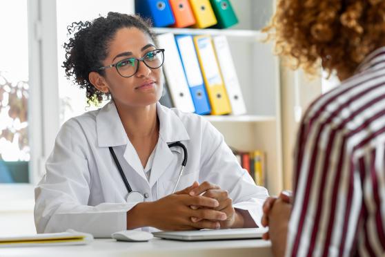 Woman at the doctors office