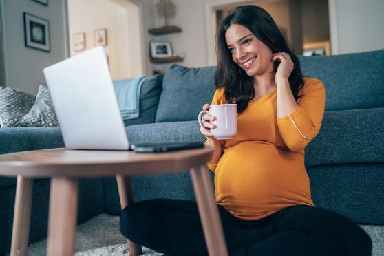 Pregnant woman on the laptop