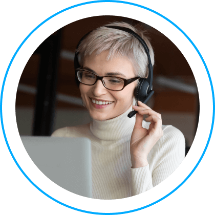 Young woman smiling wearing a headset