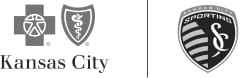 Blue KC and Kansas City Sporting logos.